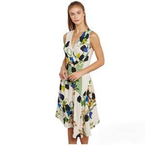 Reiss Magnolia Floral Crepe Dress
